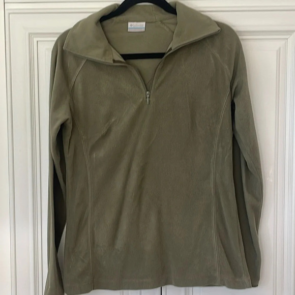 Columbia Women's Quarter-Zip Fleece Pullover sweater size M medium olive green - Picture 2 of 10